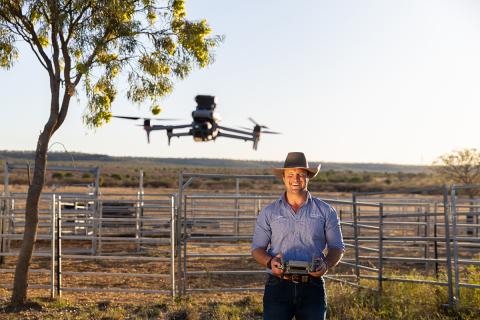 QRIDA Regional Area Manager for North West and Gulf, Sam Fryer, using a drone